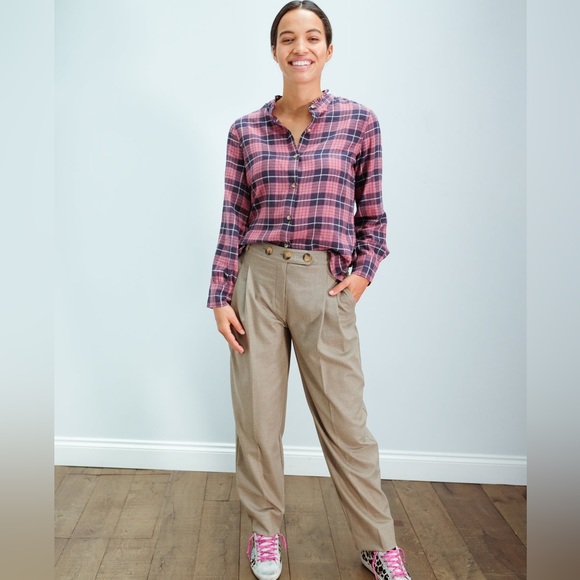Rails Andie Button Down Shirt In Rose Indigo‎ Plaid Ruffle Collar Casual XS - Picture 17 of 17
